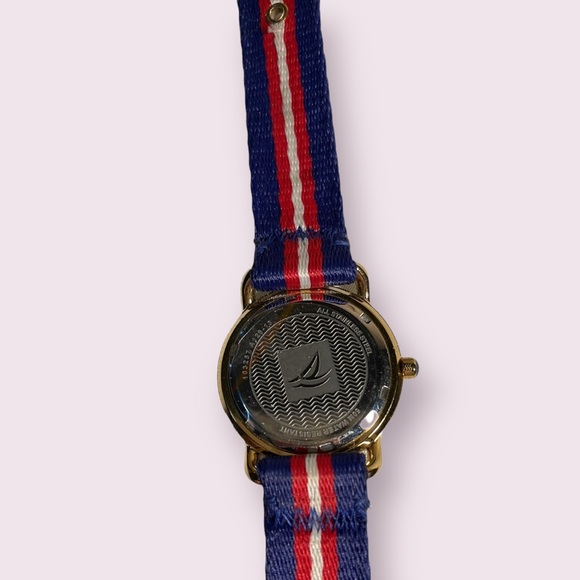 Sperry Watch Red White And Blue Unisex Striped With Gold Hardware - Picture 3 of 3